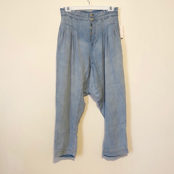 Free People Mover Shaker Pleated Paper Bag Jeans - Picture 4 of 8